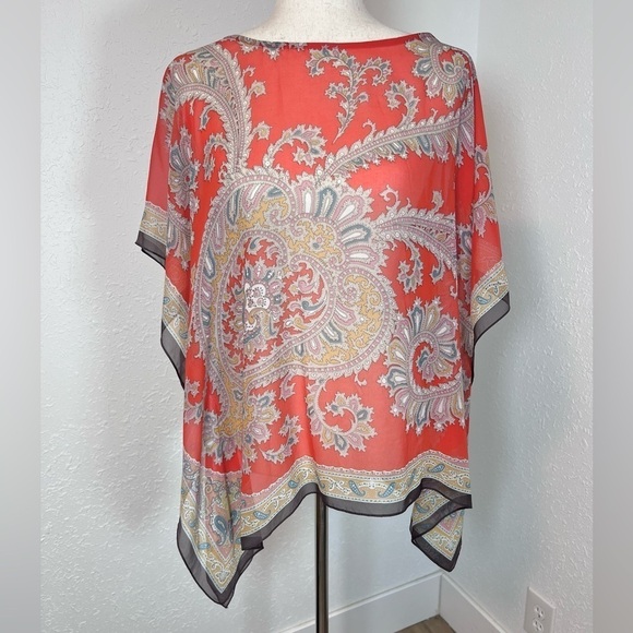 Talbots 100% Silk Handkerchief Print Blouse - Picture 1 of 6